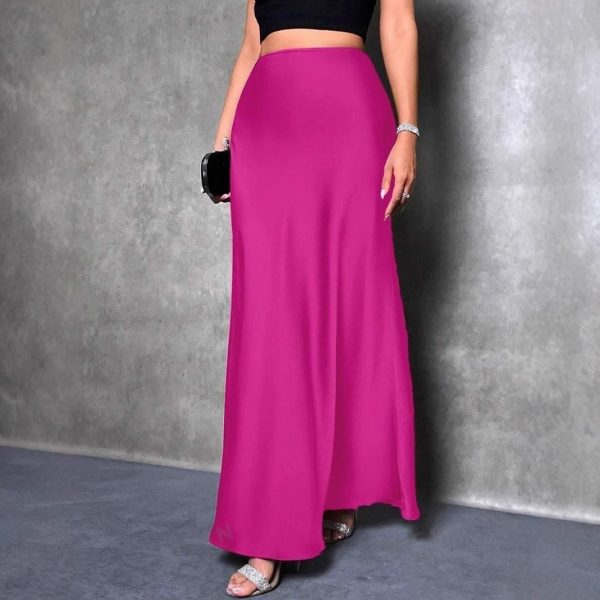 Satin Skirt Simple A line Long Skirt fashion trends